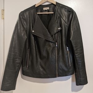 Forest Green Vegan Leather Moto Jacket Loft